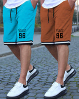 mens short-PACK OF 2-skyblue-brown