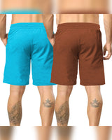 mens short-PACK OF 2-Brown-skyblue