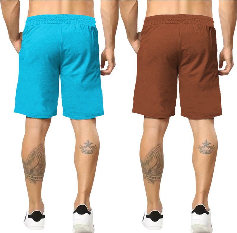 mens short-PACK OF 2 - SKYBLUE -Brown