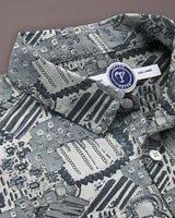 Premium Quality Men Blue & White Full Hand Pattern Printed Casual Shirt