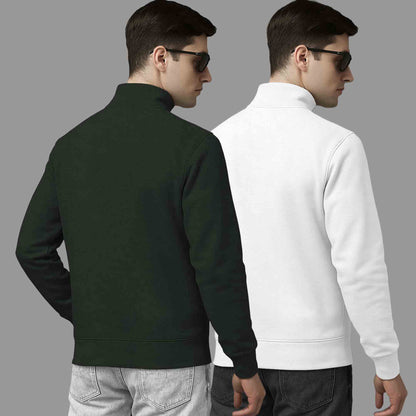 Pack Of 2 Quarter Zip High Neck Plain Combo Sweatshirts