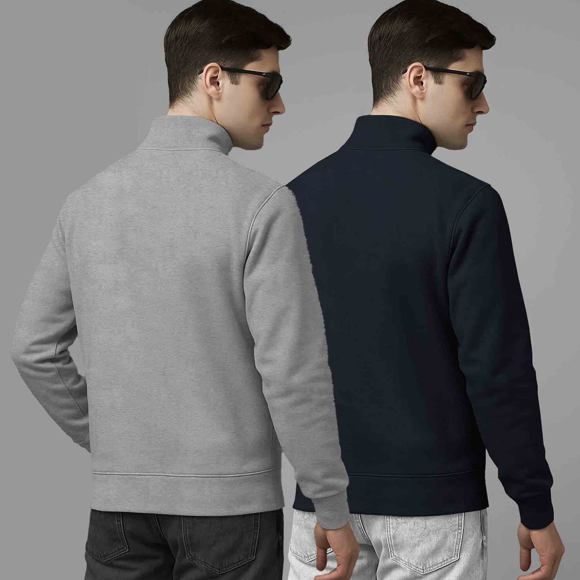 (Pack Of 2) High Neck Grey & Navy Sweatshirts