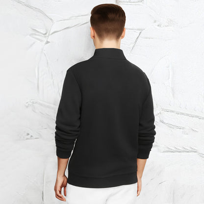 Men’s Printed Quarter Zip High Neck Sweatshirt Black