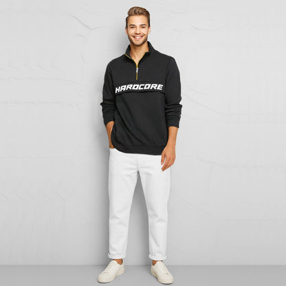 Men’s Printed Quarter Zip High Neck Sweatshirt Black
