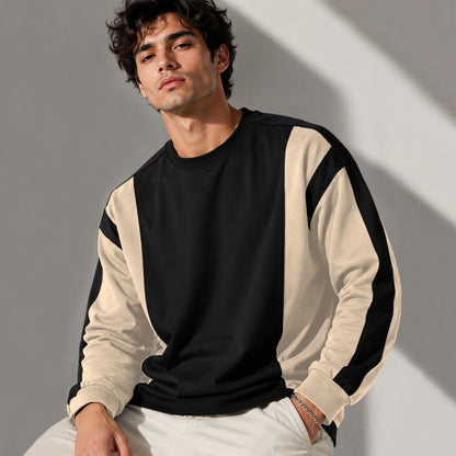 Full Sleeve Crew Neck Dual Color Winter Sweatshirt Beige
