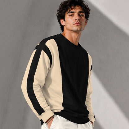 Full Sleeve Crew Neck Dual Color Winter Sweatshirt Beige