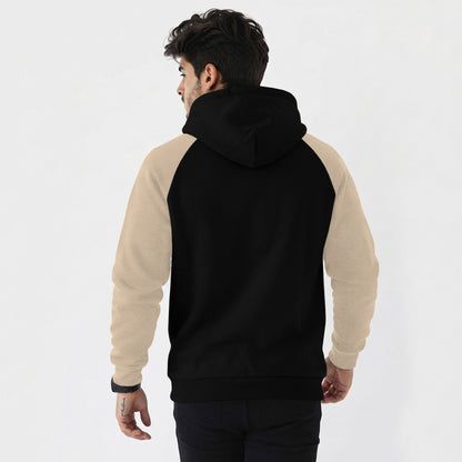 Mens Contrast Panel Kangaroo Pocket Hooded Sweatshirt Black