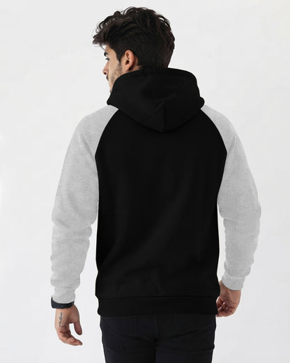 Mens Contrast Panel Kangaroo Pocket Hooded Sweatshirt Black|Grey