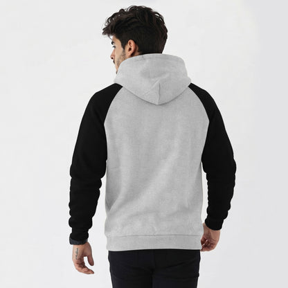 Mens Contrast Panel Kangaroo Pocket Hooded Sweatshirt Grey