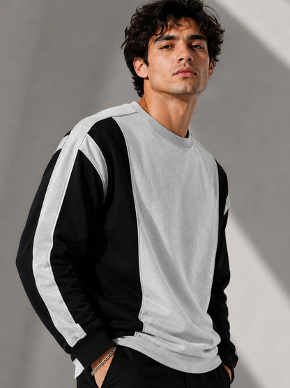 Full Sleeve Crew Neck Dual Color Winter Sweatshirt Black|Grey