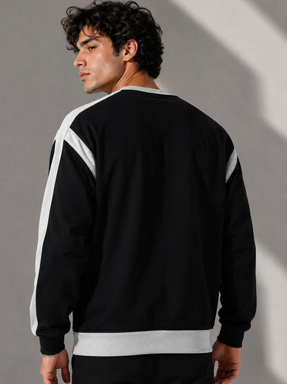 Full Sleeve Crew Neck Dual Color Winter Sweatshirt Black|Grey