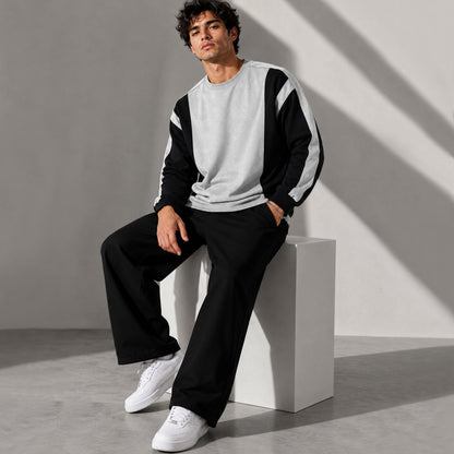 Full Sleeve Crew Neck Dual Color Winter Sweatshirt Black|Grey