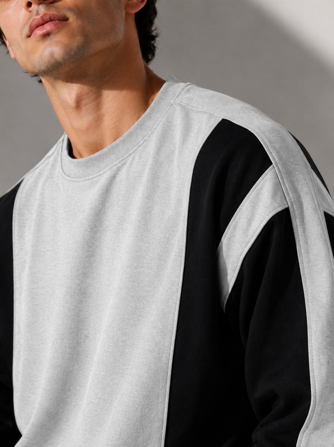 Full Sleeve Crew Neck Dual Color Winter Sweatshirt Black|Grey