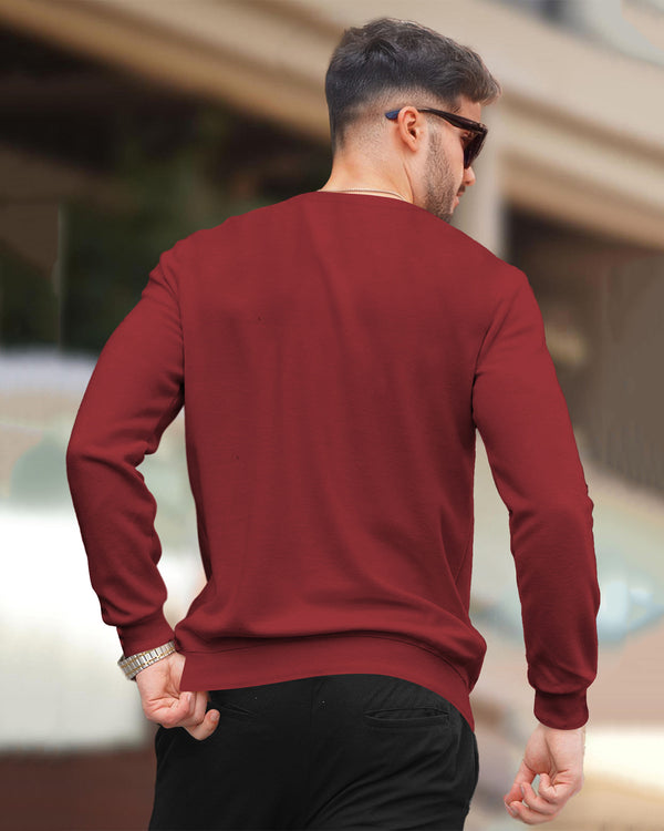 PLAIN RED MEN REGULAR FIT CASUAL SWEATSHIRT