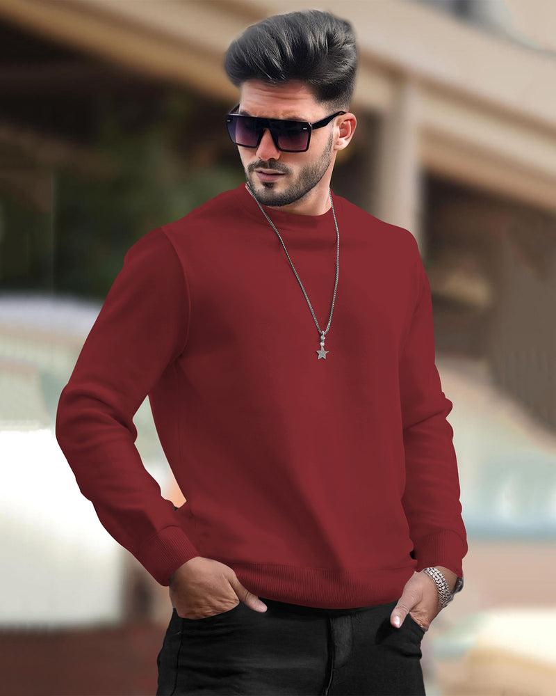 PLAIN RED MEN REGULAR FIT CASUAL SWEATSHIRT