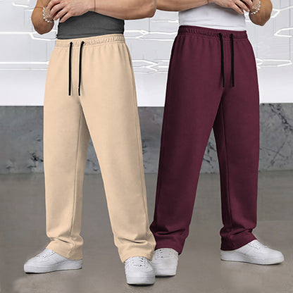 (Pack Of 2) Loose Fit Plain Trackpants Multicolors