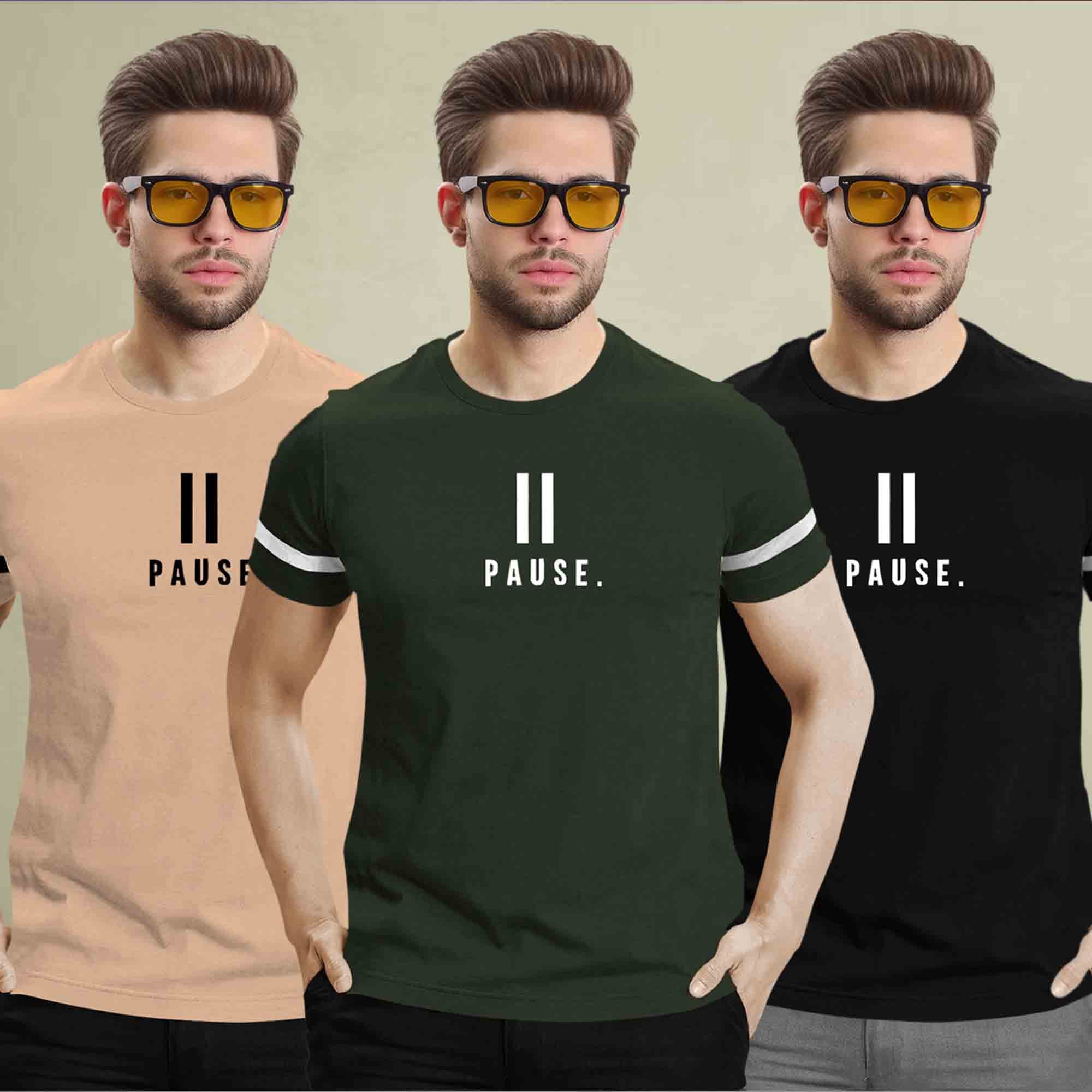 (Pack Of 3) Half Sleeve Printed Tshirts- 17 Variants