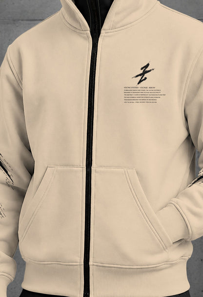 Mens Beige Zip-Up Winter Jacket