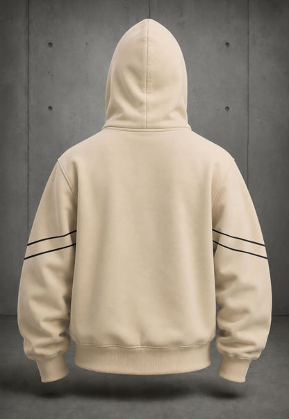 Mens Beige Double Mask Zip-Up Winter Jacket