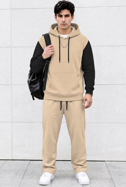 Tracksuit Men Hooded Sweatshirt & Loose Fit Plain Trackpants