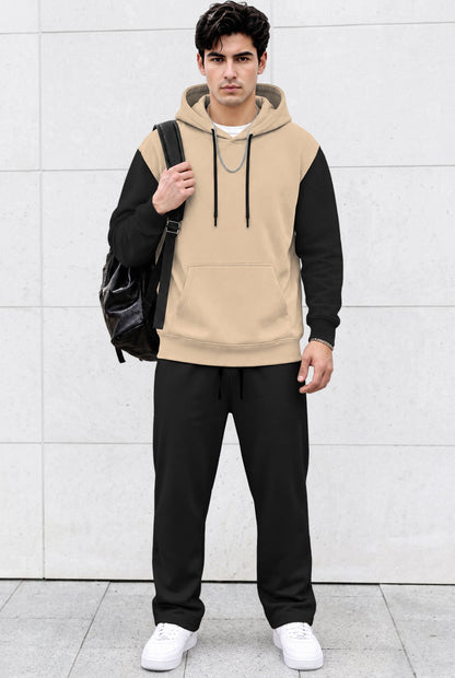 Tracksuit Men Hooded Sweatshirt & Loose Fit Plain Trackpants