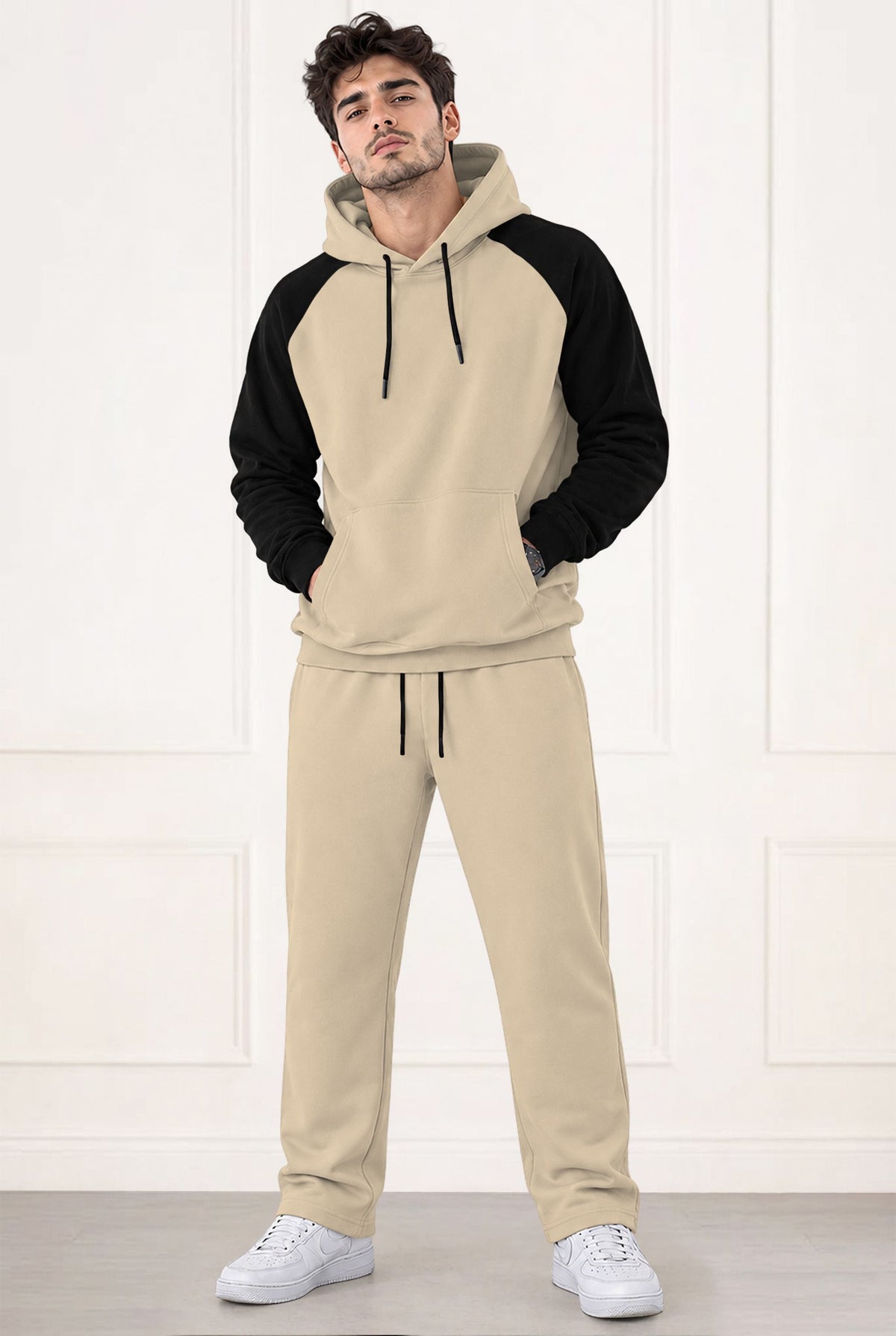 Tracksuit Men Hooded Sweatshirt & Plain Baggy Trackpants