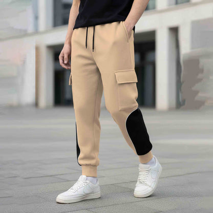 Colorblocked Multipockets Cargo Jogger Beige & Black