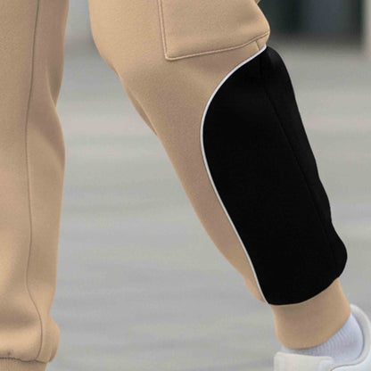 Colorblocked Multipockets Cargo Jogger Beige & Black