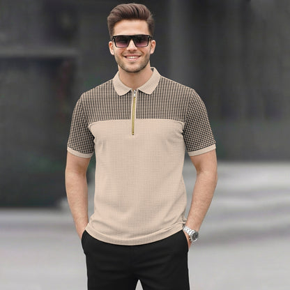 Men Quarter Zip Polo Neck Printed T-shirts