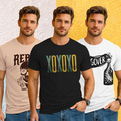 (Pack Of 3) Mens Half Sleeve Typography Printed T-shirts
