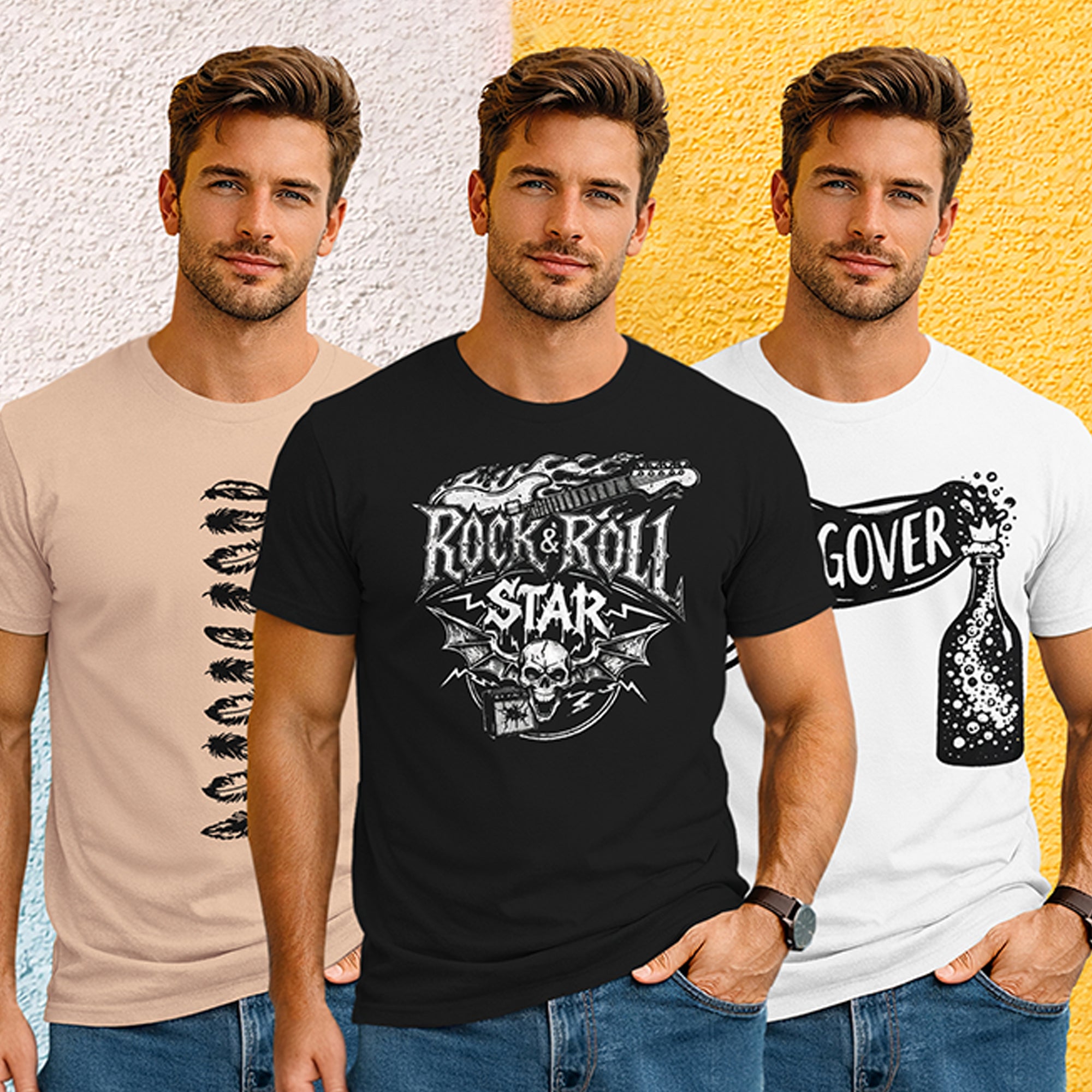 (Pack Of 3) Mens Half Sleeve Typography Printed T-shirts
