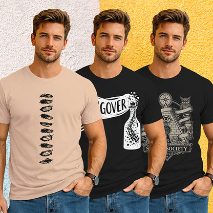 (Pack Of 3) Mens Half Sleeve Typography Printed T-shirts