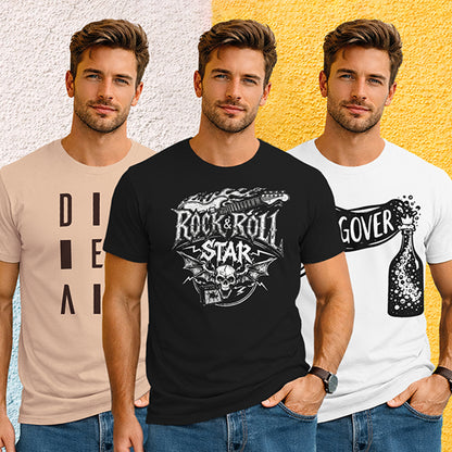 (Pack Of 3) Mens Half Sleeve Typography Printed T-shirts
