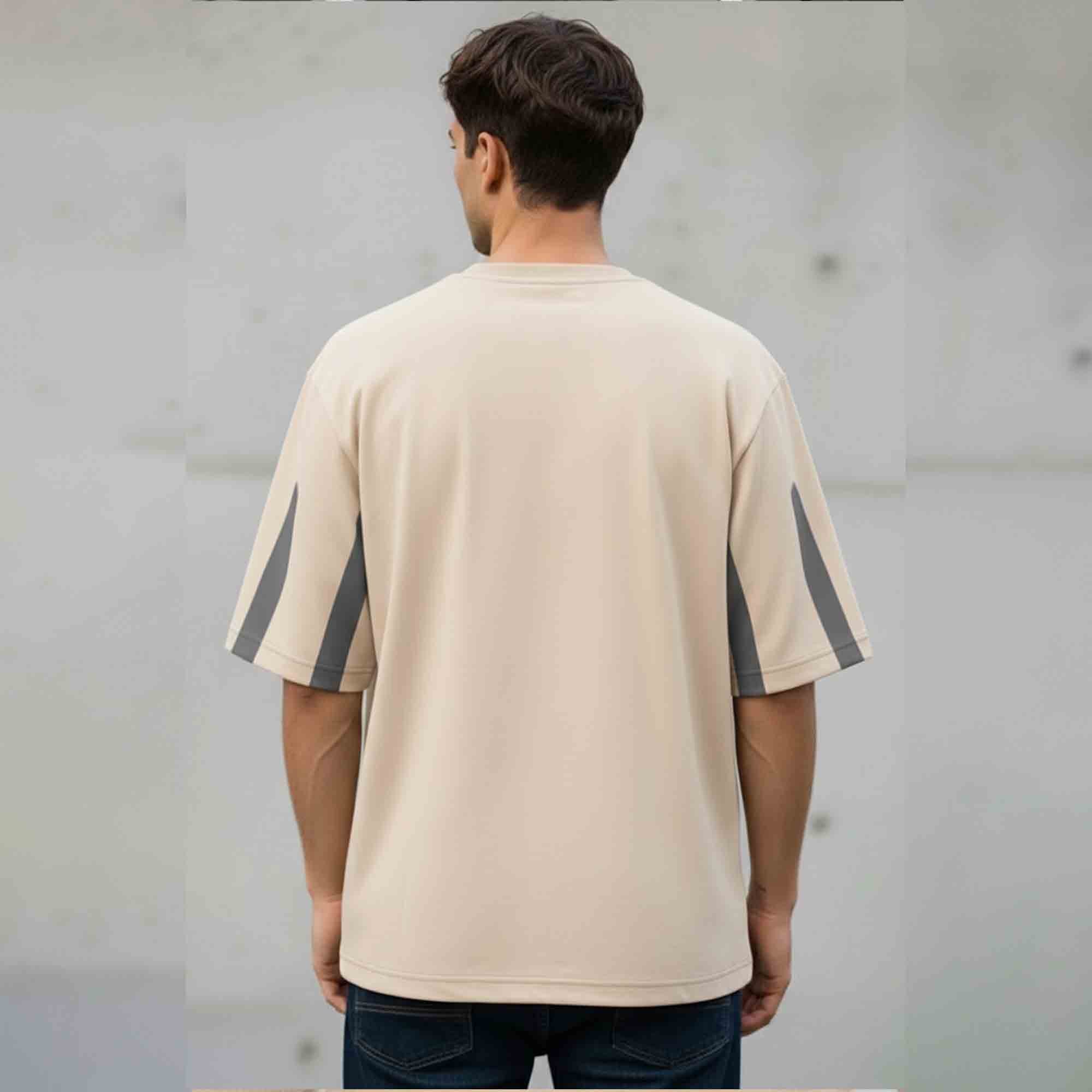 Men Printed Oversized Tshirt Beige