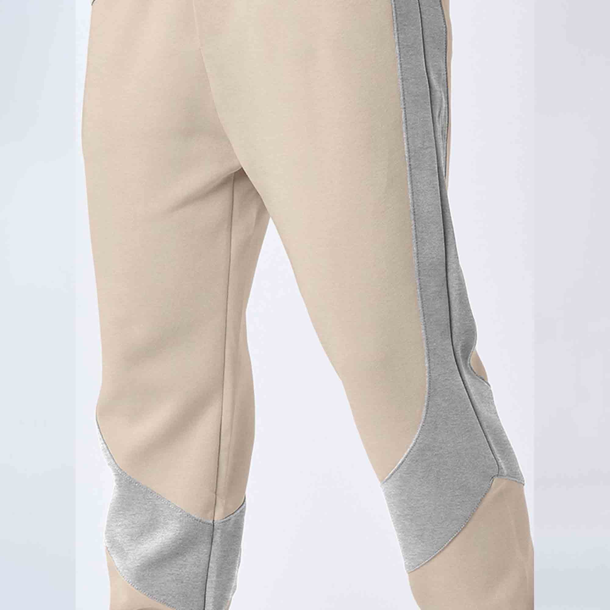 Men Color Blocked Beige & Grey Track Pant