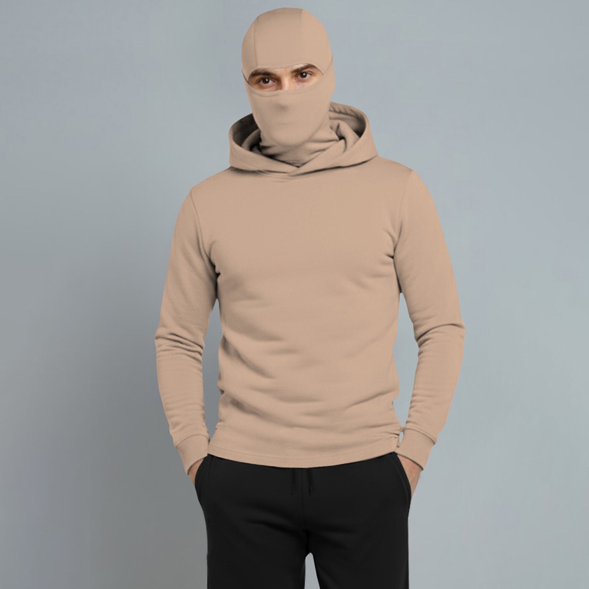 Mens Full Mask Hooded Tracksuit Set with Joggers