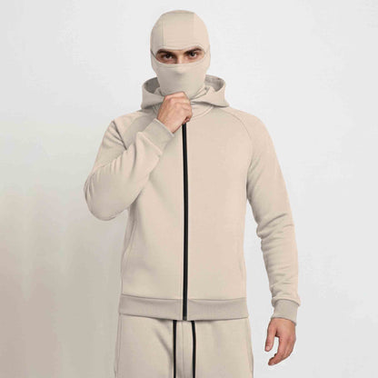 Tracksuit For Winter Mask Beige Jacket - Beige Plain Baggy Cargo