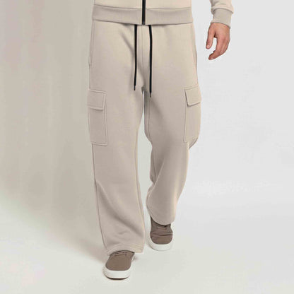 Tracksuit For Winter Mask Beige Jacket - Beige Plain Baggy Cargo