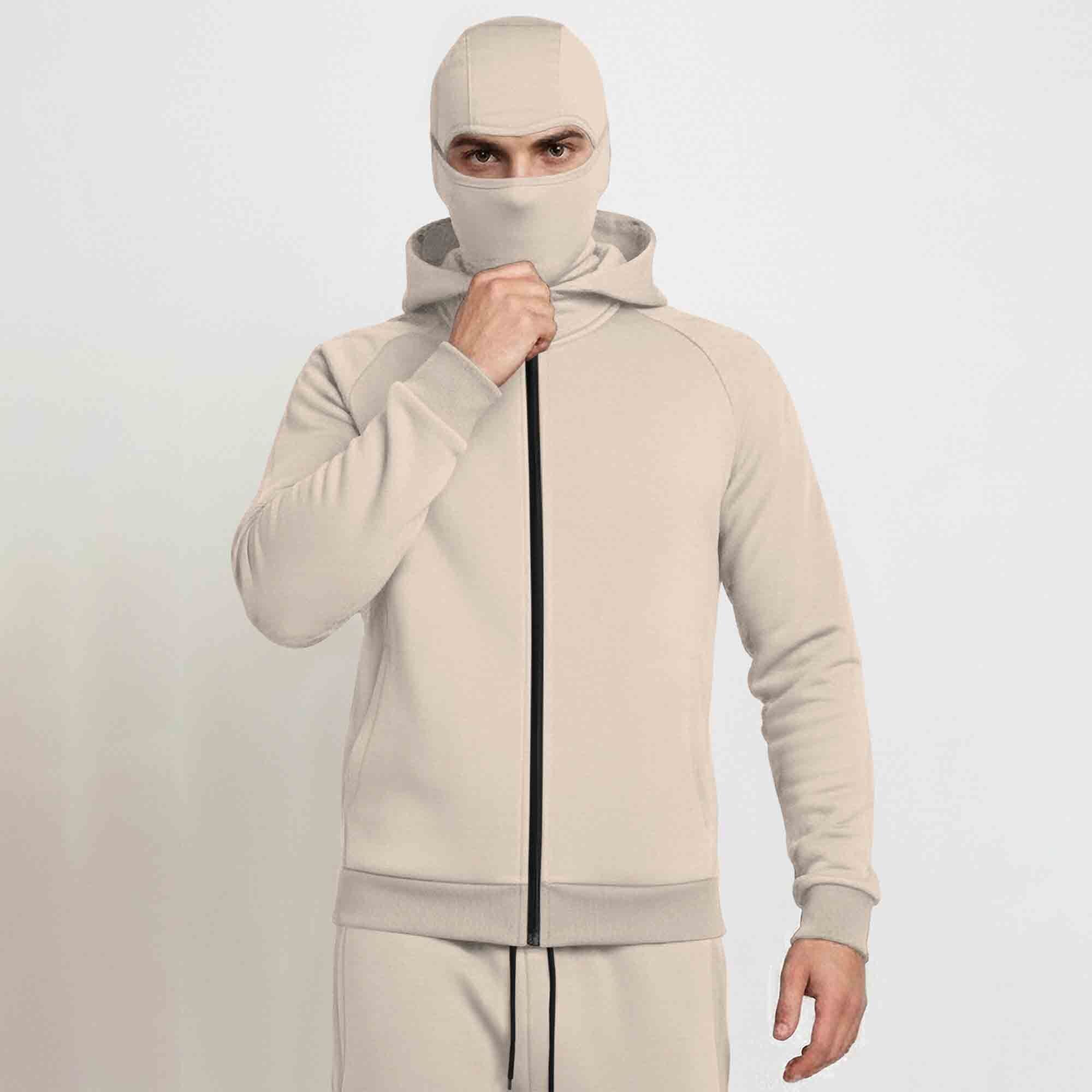 Tracksuit For Winter Mask Beige Jacket - Plain Beige Cargo Pant