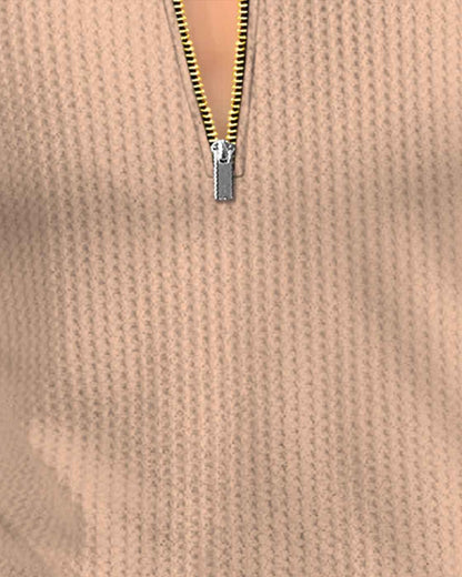 Men Half Sleeve Solid Henley Neck Cotton Blend T-Shirt Beige