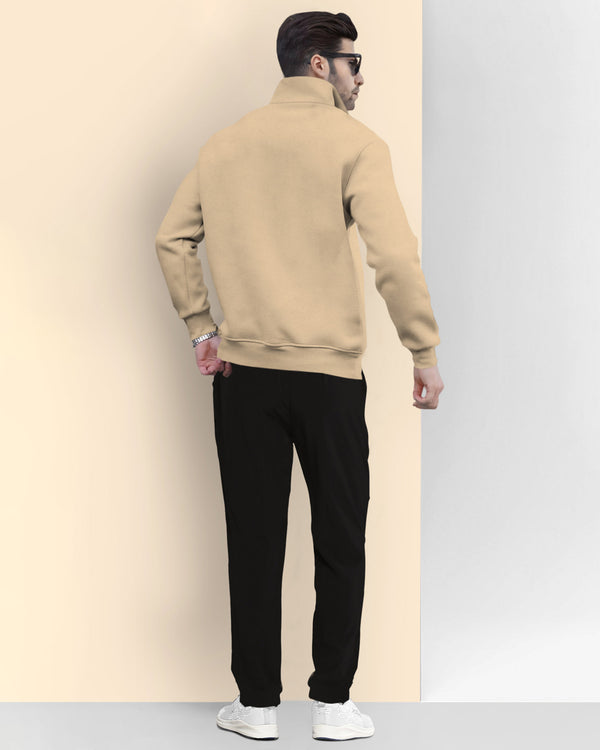 Winter Tracksuit - Beige Sweatshirt & Black Track Pant