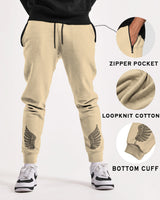 Men Drawstring Cotton Designer Loopknit Jogger / Beige