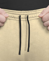 Men Drawstring Cotton Designer Loopknit Jogger / Beige