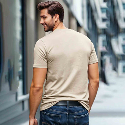 Men Half Sleeve Printed Tshirt Beige