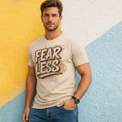Men Half Sleeve Printed Tshirt Beige