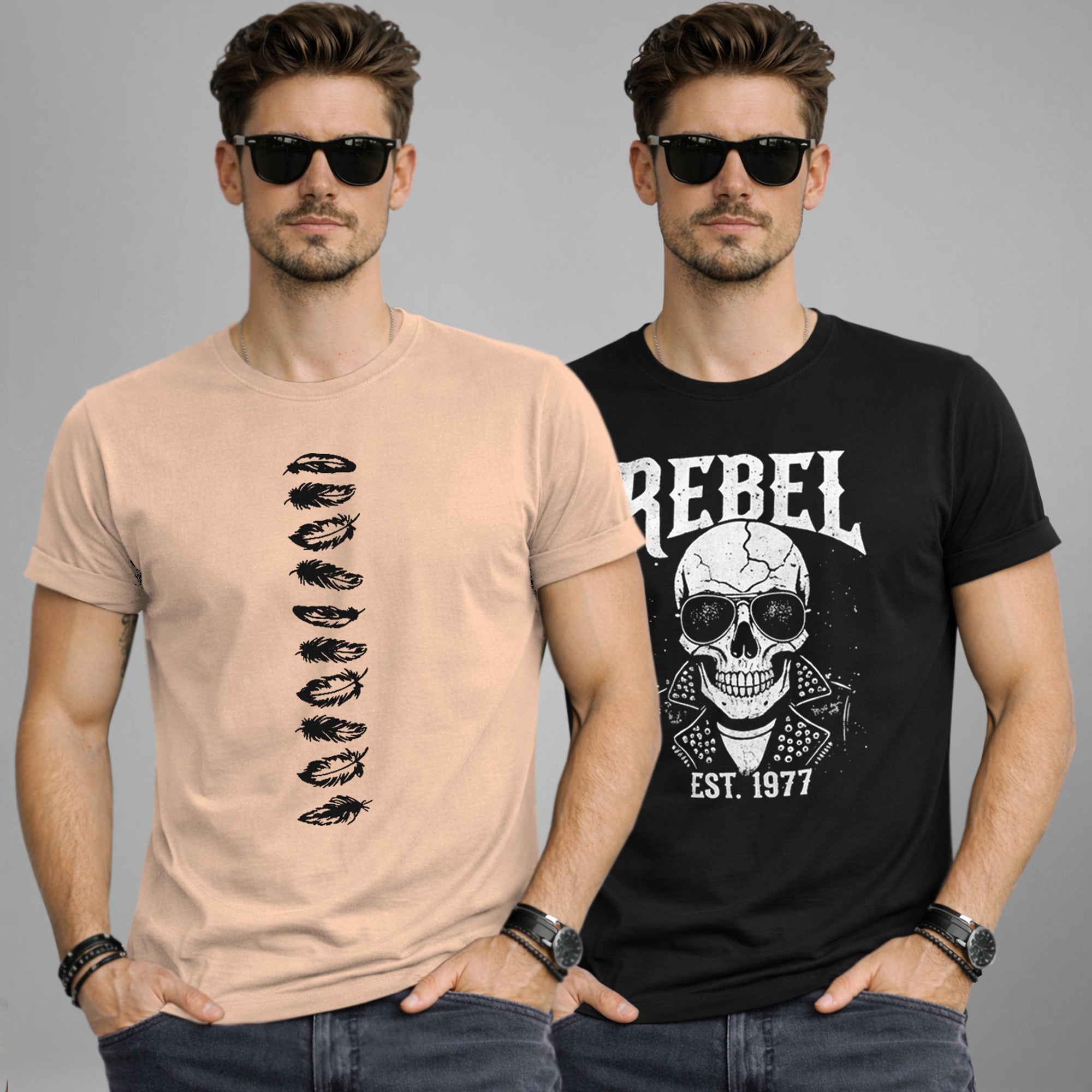 (Pack Of 2) Half Sleeve Typography Printed T-shirts