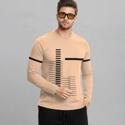 Out Fit Set For Printed Beige Tshirt & Black Trackpant