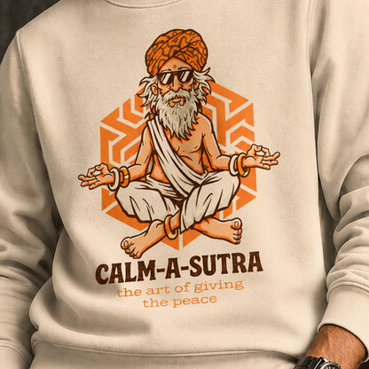Mens Round Neck Full Sleeve Printed Sweatshirt Beige