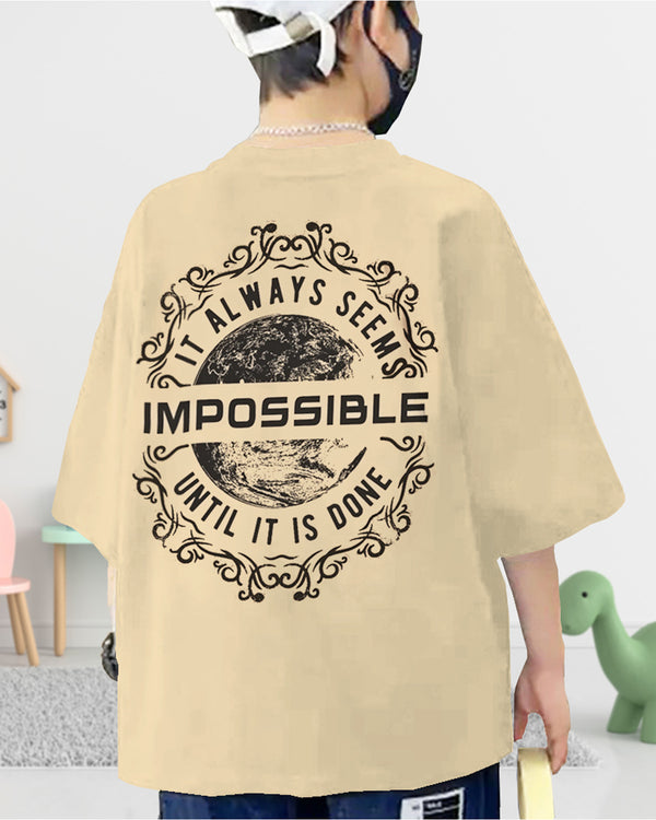 Boys Oversized iMPOSSIBLE Beige T-Shirt