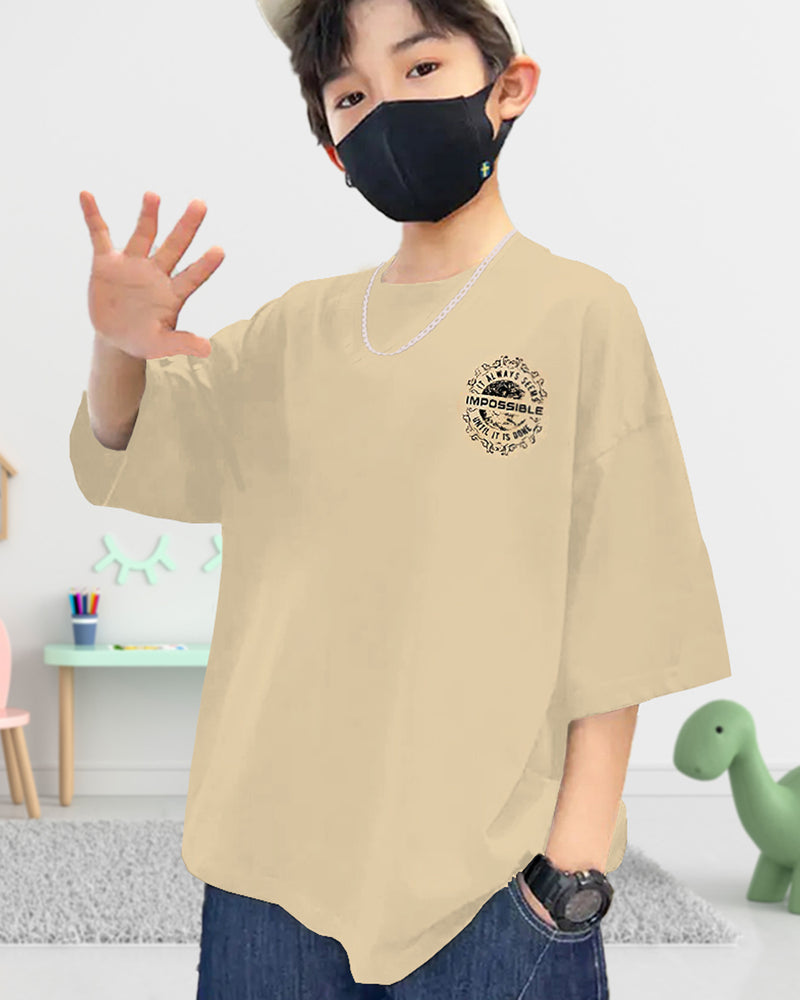 Boys Oversized iMPOSSIBLE Beige T-Shirt